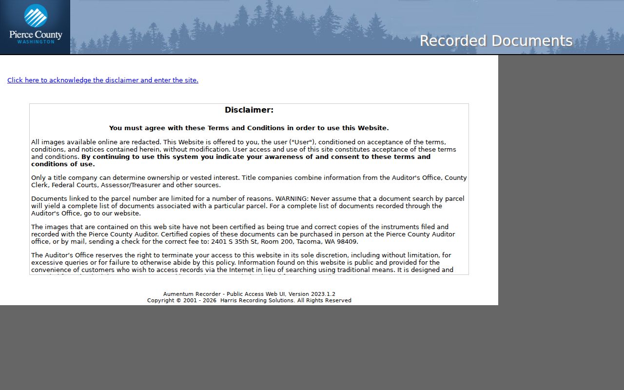 Puyallup people search using the Pierce County recorded document name fields
