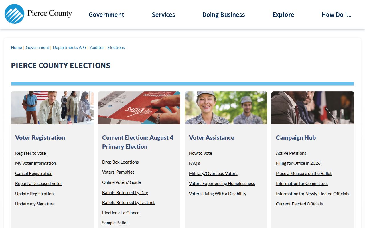 Puyallup voter registration records Pierce County Elections services