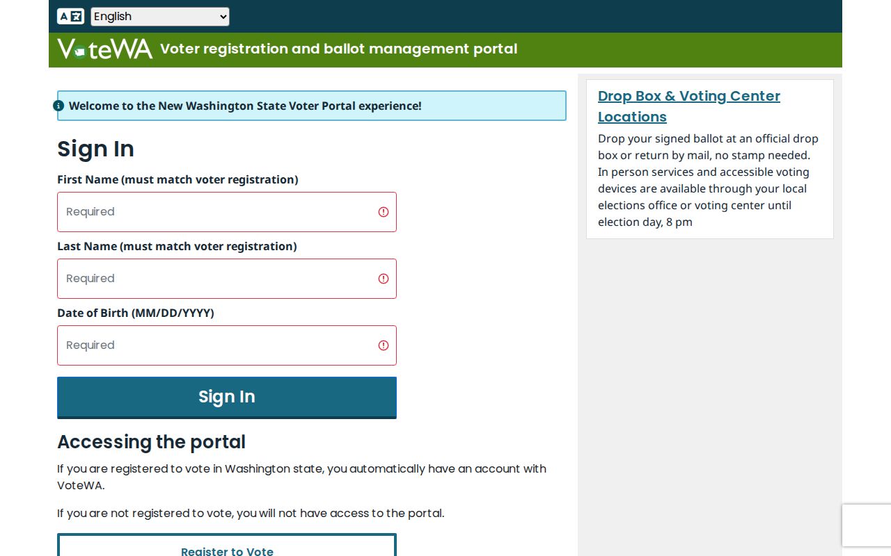Puyallup voter registration records VoteWA identity fields